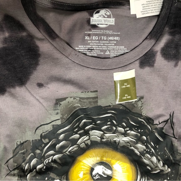 Jurassic world men’s shirt Dino eyes graphic pull over crewneck tie dye gray. XL - Picture 3 of 3
